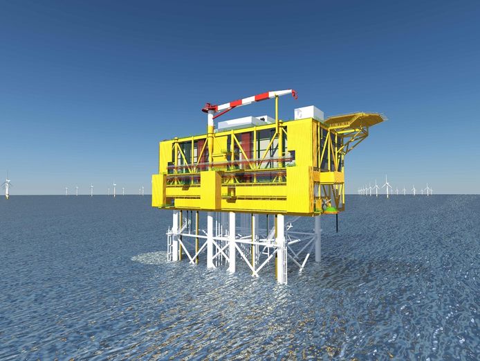 Het platform van Iv-Groep uit Papendrecht zet de gewonnen energie om in gelijkstroom, waardoor het beter getransporteerd kan worden.