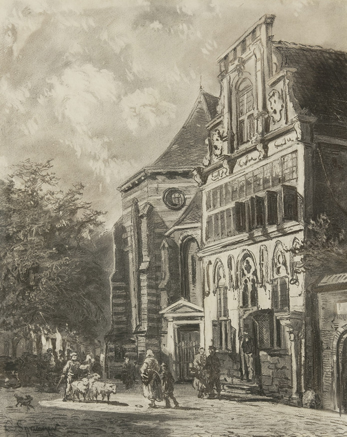 Tekening van Cornelis Springer van de Petruskerk