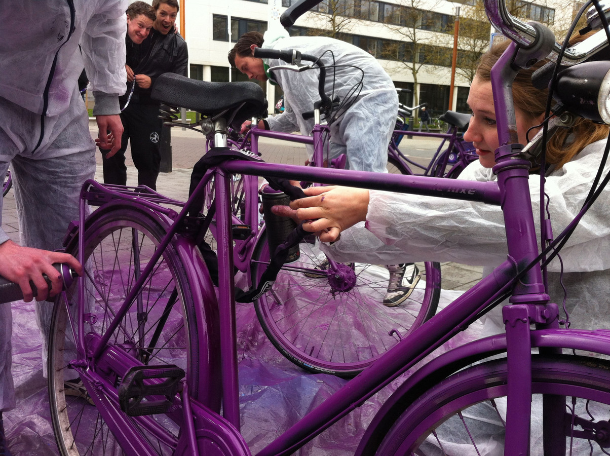 moreel radicaal verhouding Paarse fietsen voor studievereniging Tilburg | Foto | bd.nl