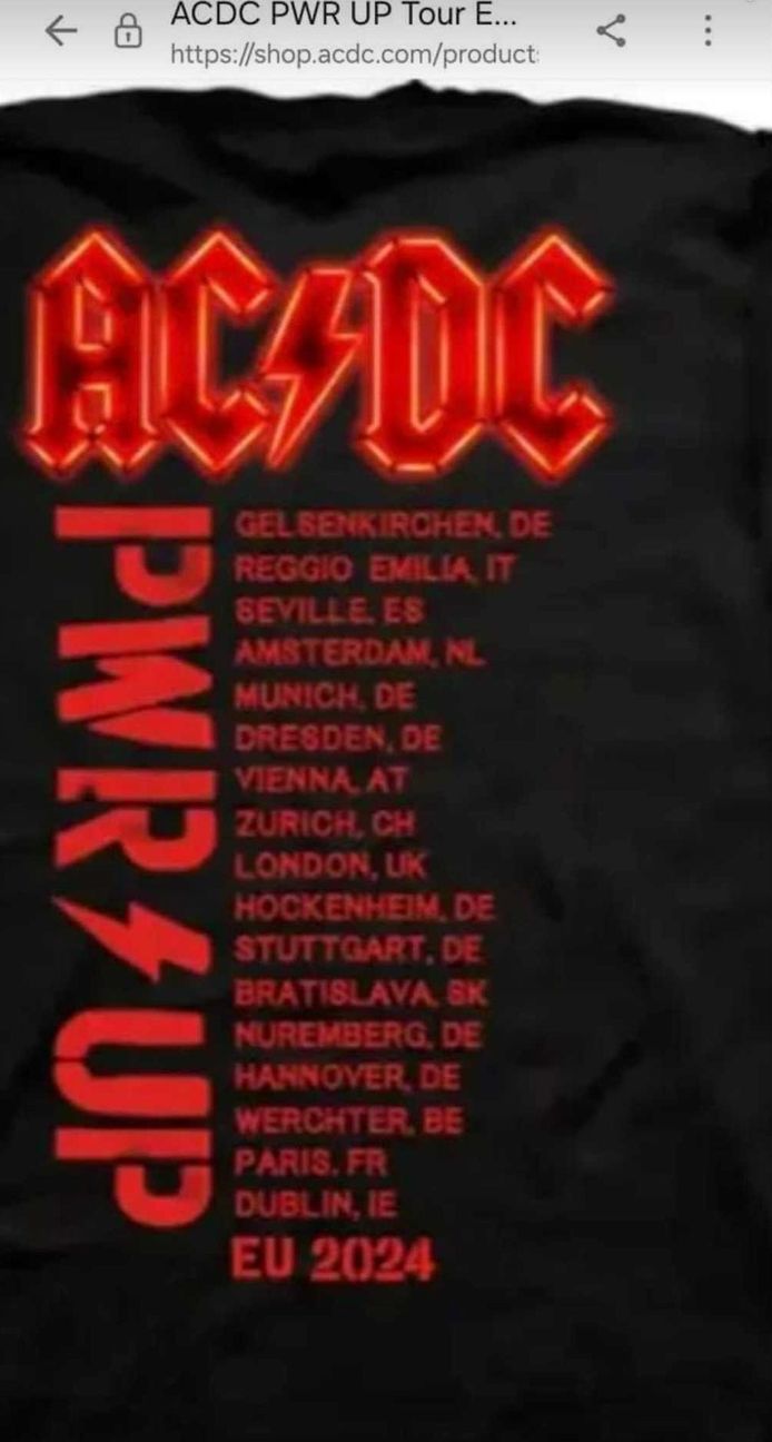 AC/DC maakt foutje in merchandise voor hun nieuwe tournee.