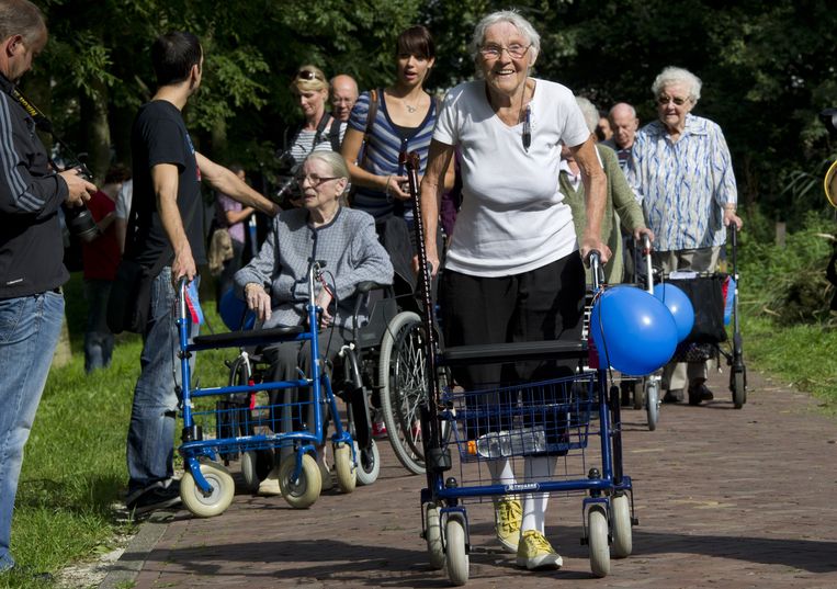 Rollatorraces in het Flevopark in Amsterdam. Beeld ANP