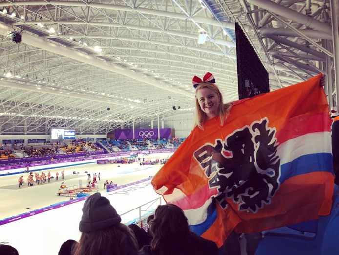 Jorieke Drent in het Olympisch schaatsstadion.