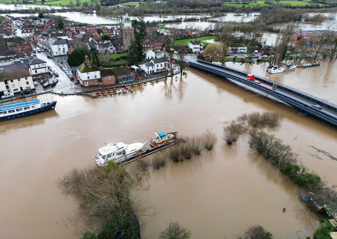 Overstromingen in Upton on Severn in Worcestershire.