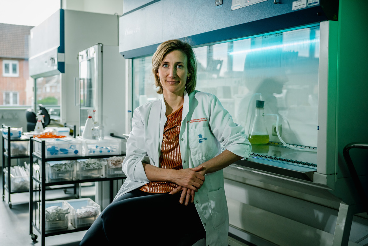 Vaccinoloog Isabel Leroux-Roels in het UZ Gent. Beeld Wouter Van Vooren