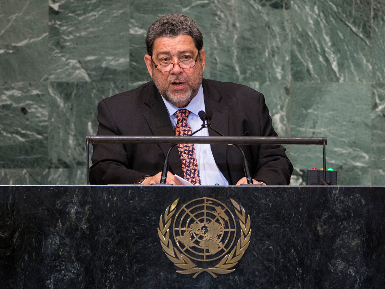 Ralph Gonsalves, premier van Saint Vincent en de Grenadines. Beeld AP