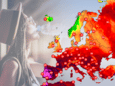 Tot 45 graden in Spanje en Portugal, Europese hittekaart kleurt donkerrood