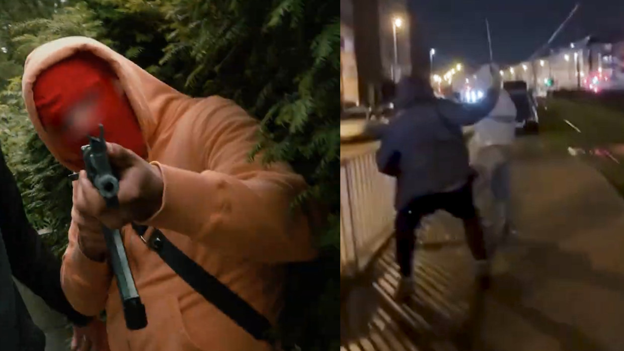 Amerikaanse drillrappers dwepen met geweld en paraderen vaak met automatische wapens. Beeld RV