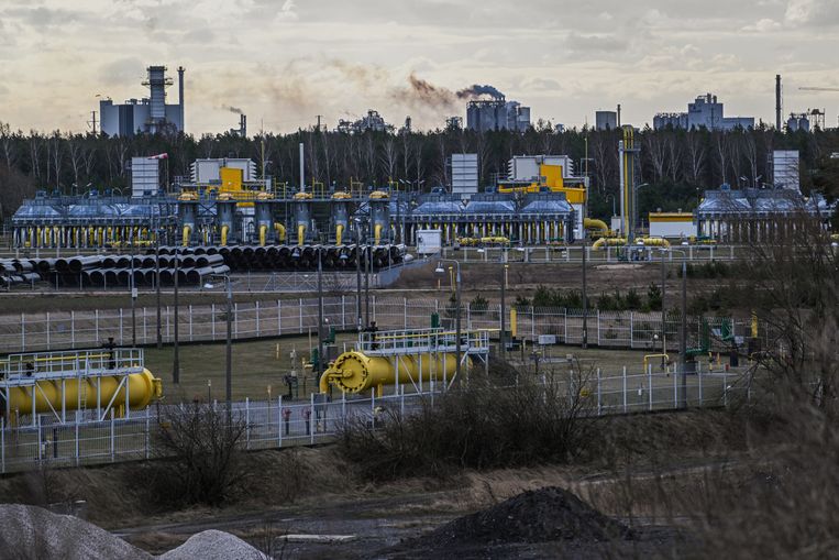 Een compressorstation van de Yamal-gasleiding in Wloclawek in Polen. Door die pijplijn komt 15 procent van het Russische gas voor Europa. Beeld Getty 