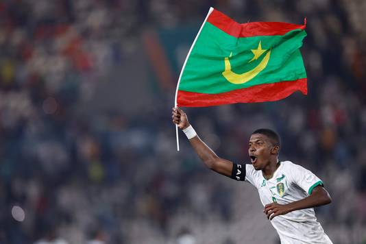 Mauritanië en Bodda Mouhsine uit de bol na de verrassende zege tegen Algerije.