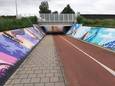 De eerste fietstunnel van Veenendaal die streetart kreeg. De gemeente wil nog drie tunnels zo’n kleurrijk jasje geven.