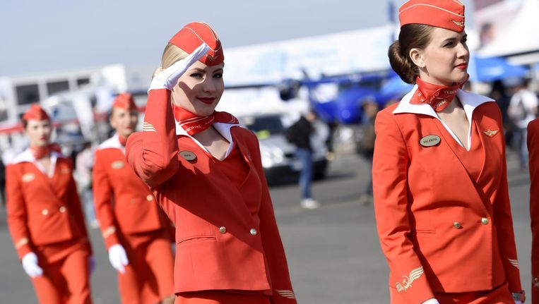 De cabin crew van de Russische vliegmaatschappij Aeroflot. Beeld anp