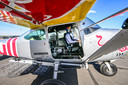 Skydiver Andy Farrington voor een testvlucht.