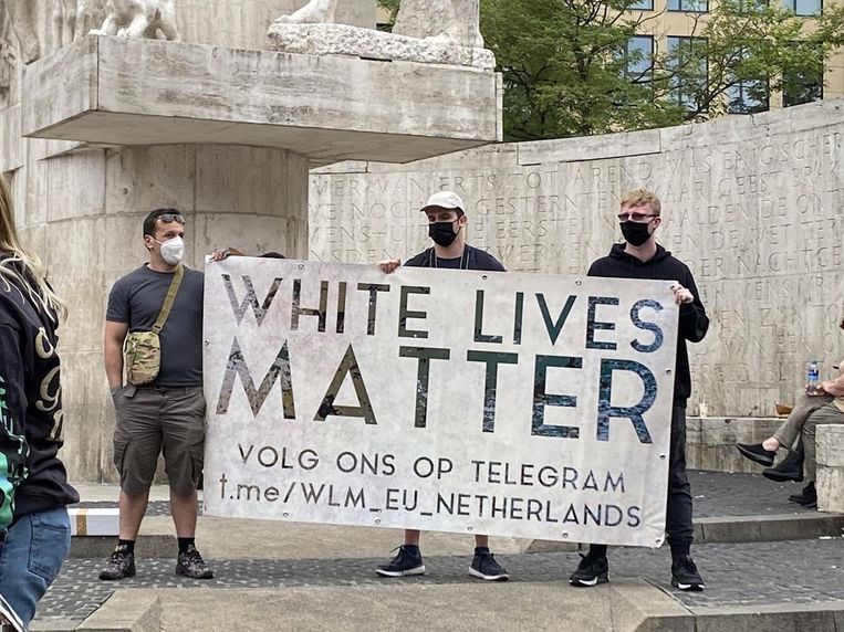 In augustus 2021 demonstreerde de White Lives Matter-beweging op de Dam. Beeld Telegram