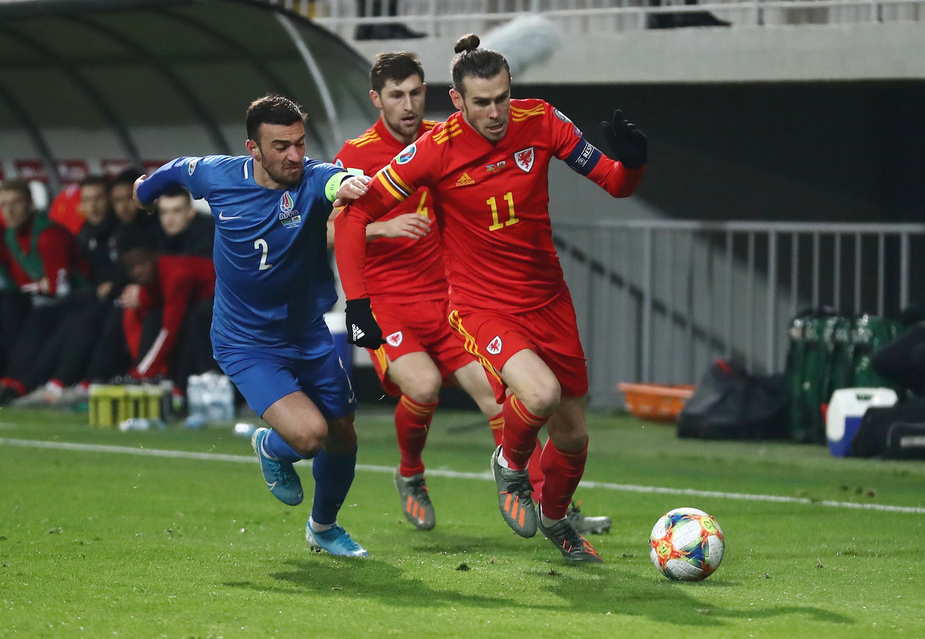 Gareth Bale in actie tegen Azerbeidzjan.