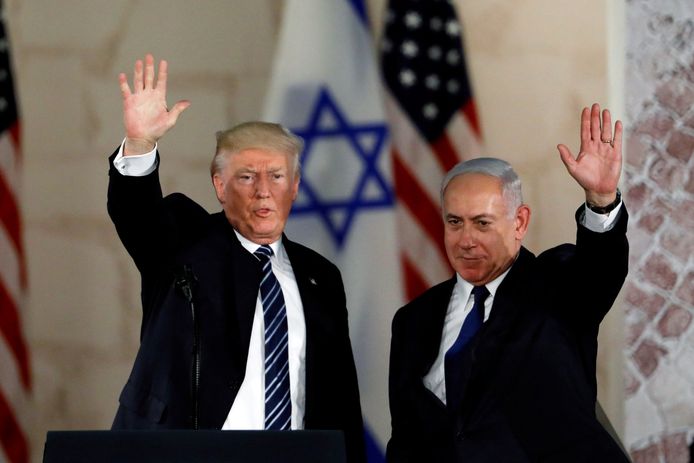 Donald Trump met de Israëlische premier Benjamin Netanyahu, op een archiefbeeld uit 2017.