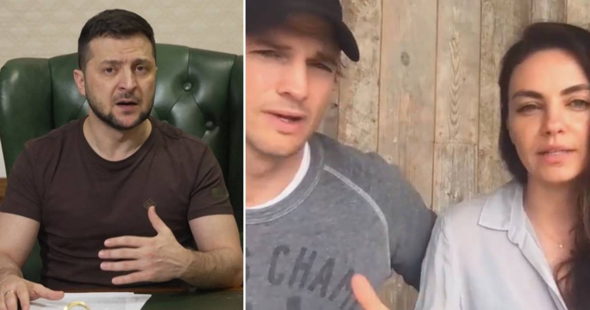 Il presidente ucraino Zelensky ringrazia Mila Kunis e Ashton Kutcher durante la videochiamata: “Grati e ammirati” |  celebrità