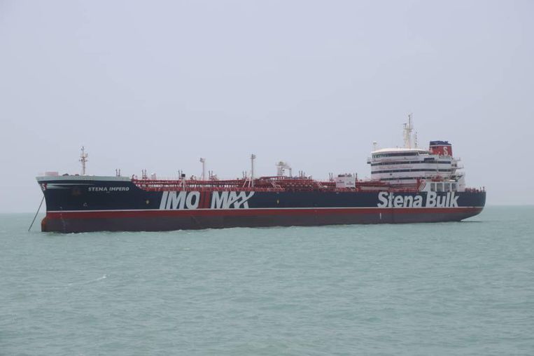 In een door Iran geleverde foto is de Britse olietanker te zien.  Beeld REUTERS
