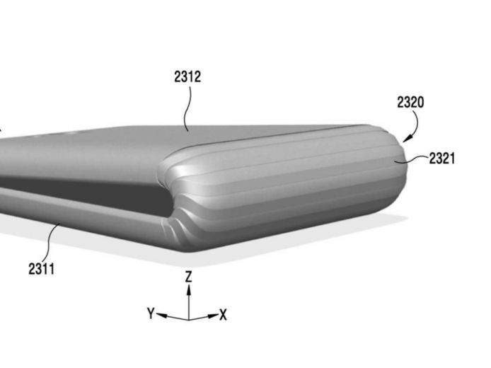 Op deze patentafbeelding klapt de telefoon dicht als een portefeuille.