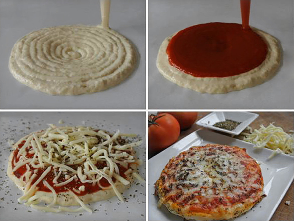 Pizza uit de 3D printer. Beeld foodini