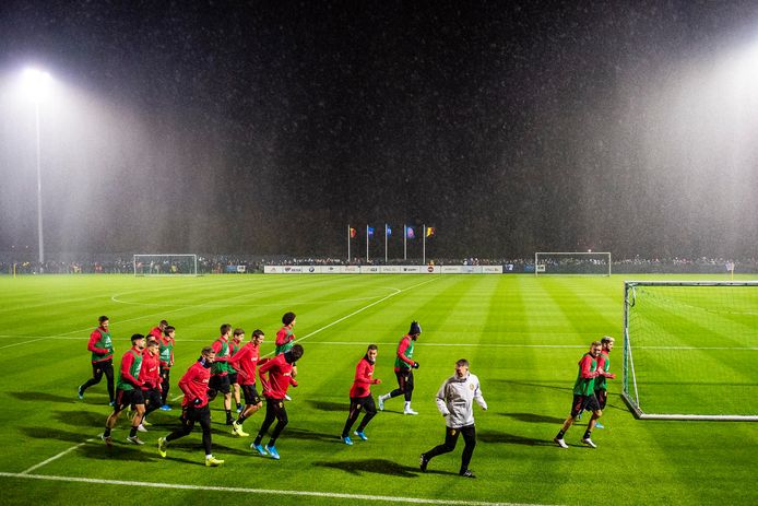 De Rode Duivels op het nationaal voetbalcomplex in Tubeke.