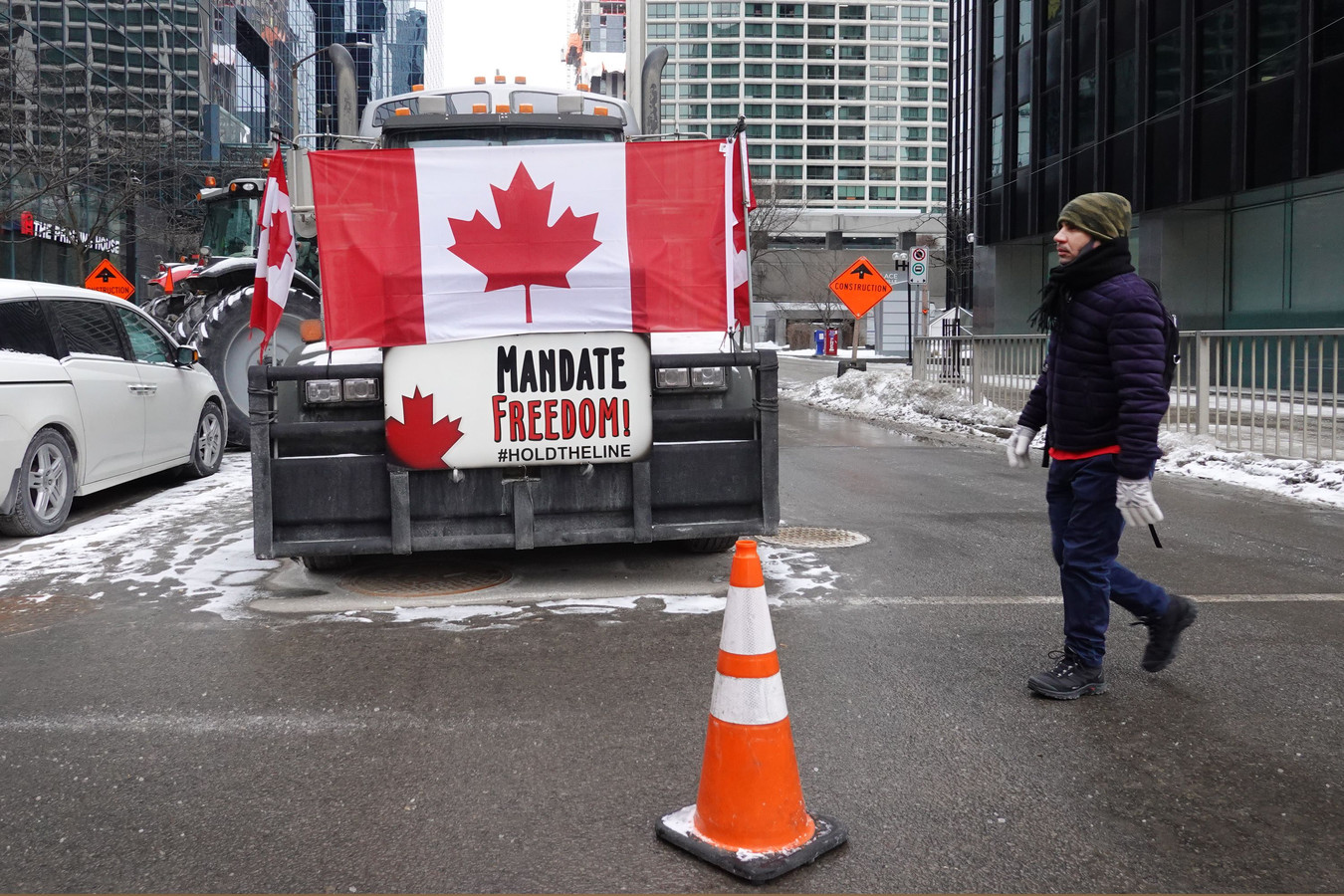 Truckersprotest in Ottawa, Canada.