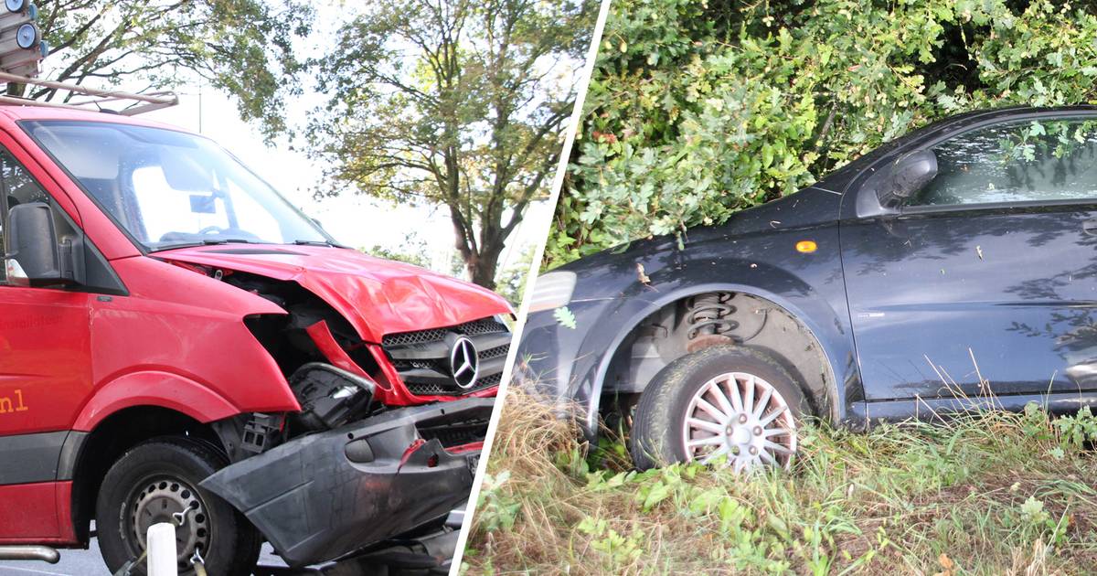 Twee ongelukken in korte tijd op de N35 bij Raalte: bestelwagen in de prak en auto in de sloot.