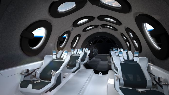 All'interno della navicella Virgin Galactic.