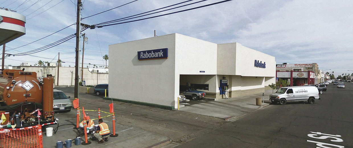 ATM Rabobank, Rockwood Avenue, Calexico, Californië, Verenigde Staten. Beeld  