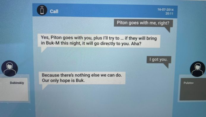 Onderschept telefoongesprek tussen pro-Russische rebellen en hun commandanten, waarin gesproken wordt over een Buk-raket.
