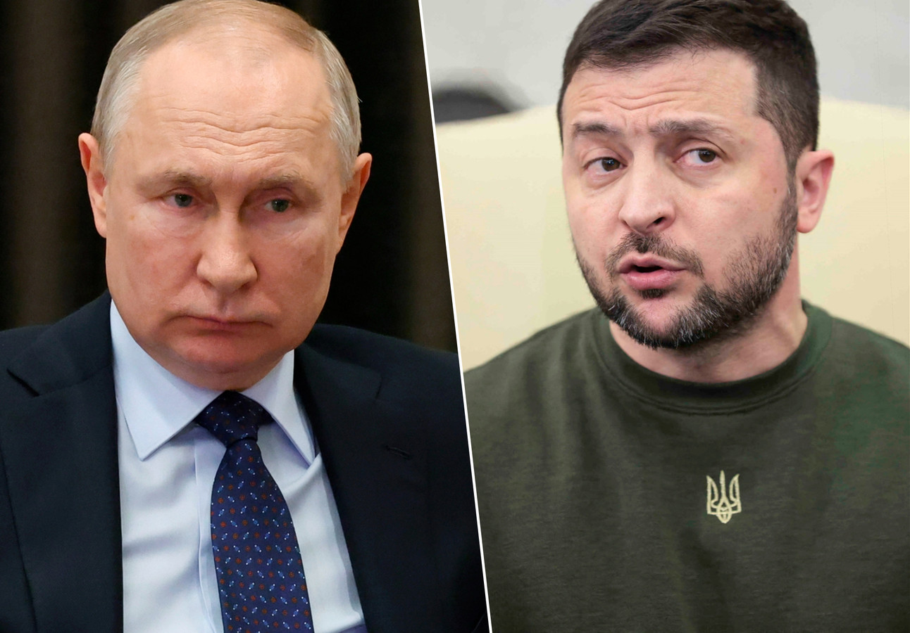 Vladimir Poutine et Volodymyr Zelensky.