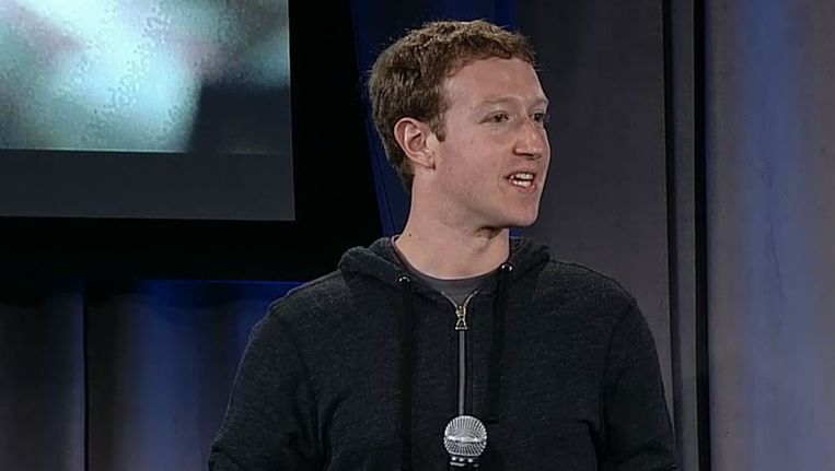 Mark Zuckerberg tijdens de presentatie. Beeld Financial Post 