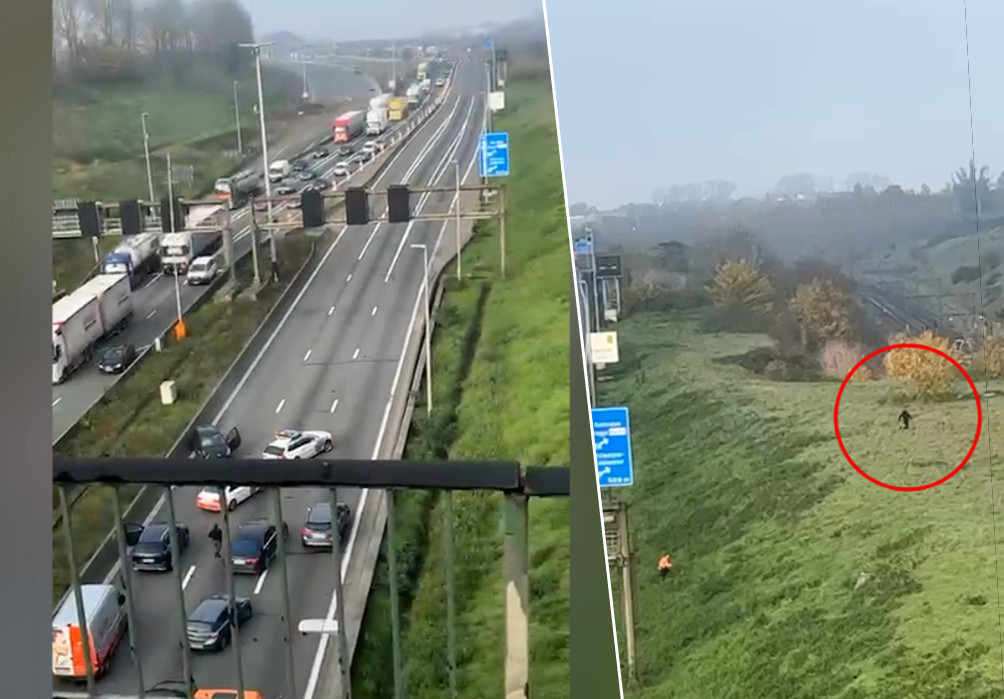 Le suspect a tenté de s'enfuir à pied, pourchassé par la police.