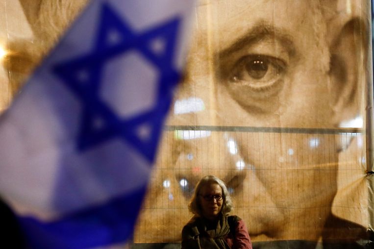Demonstranten richtten zich tijdens de protesten in Israël tegen de regering van premier Benjamin Netanyahu. Beeld REUTERS