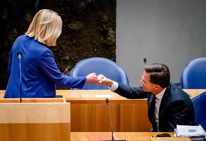 Sigrid Kaag en demissionair premier Mark Rutte, gisteravond.