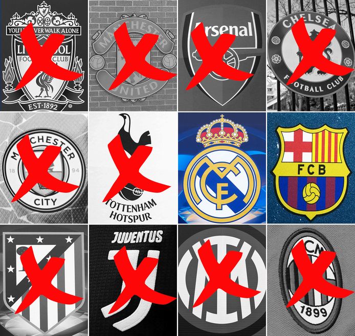 Alleen Barça en Real Madrid zijn officieel nog over uit de groep van 12 die de Super League initieerde.