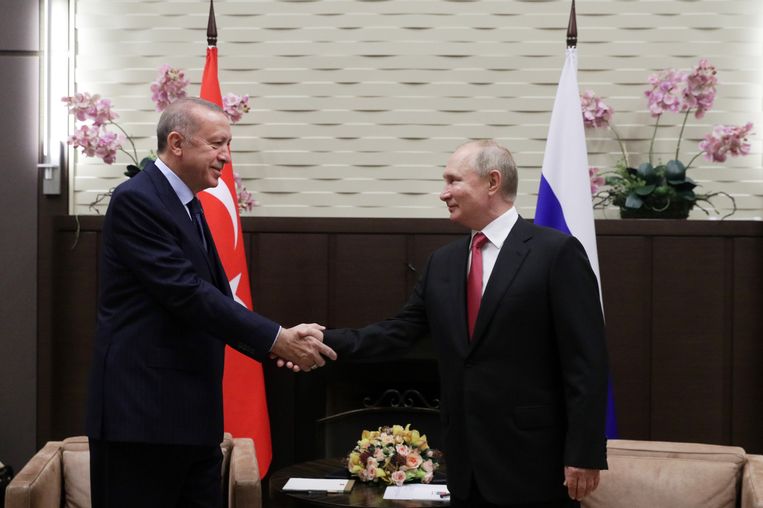 President Poetin en president Erdogan in 2021.  Beeld EPA