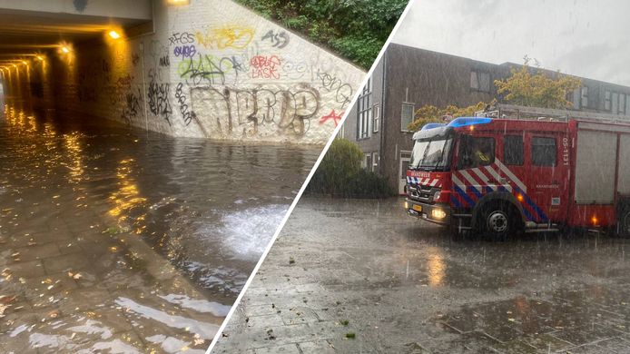 Het regenwater zorgt voor problemen in Hengelo.