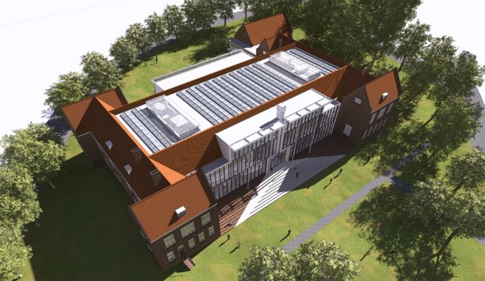Het nieuwe ontwerp van het gymnasium Johan van Oldenbarnevelt.