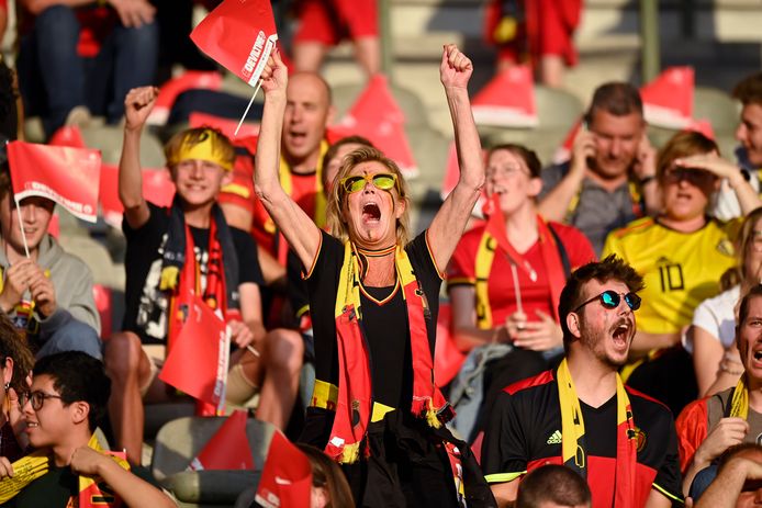 Supporters van de Rode Duivels tijdens een wedstrijd tegen Nederland in Brussel afgelopen zomer.