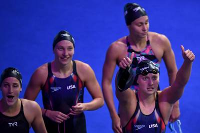 Amerika wint 4x200 meter vrije slag, Nederland zevende