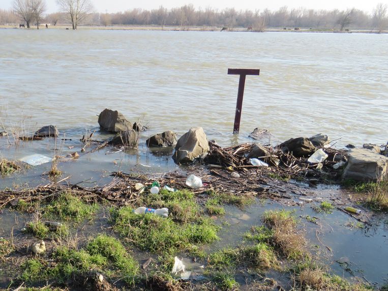 De vervuilde oever van de Donau. Beeld Koos Dijksterhuis