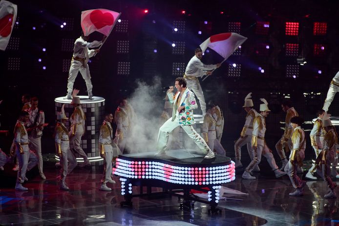 Het optreden van Mika tijdens de finale van het Eurovisiesongfestival.