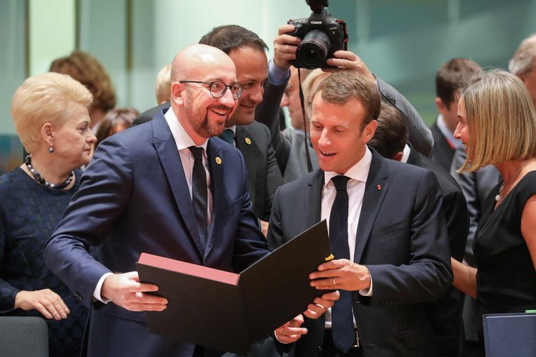 Charles Michel met de Franse president Macron. Beeld AFP