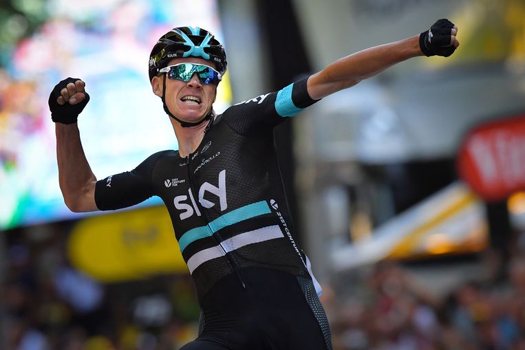 Froome juicht na de etappewinst van gisteren. Beeld belga