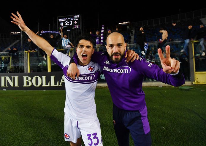 Vreugde bij Riccardo Sottil en Riccardo Saponara van Fiorentina.