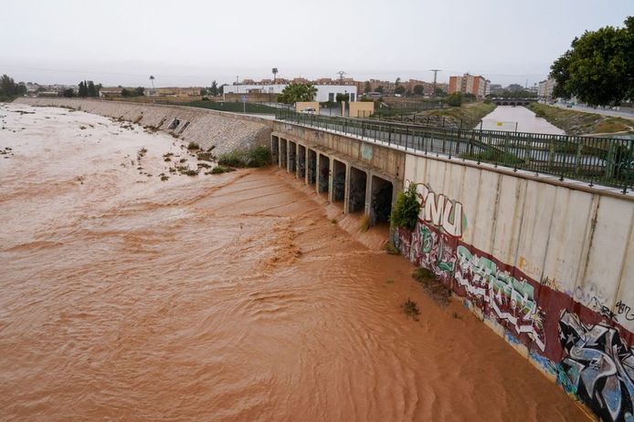 Wateroverlast in Cartagena, Murcia.
