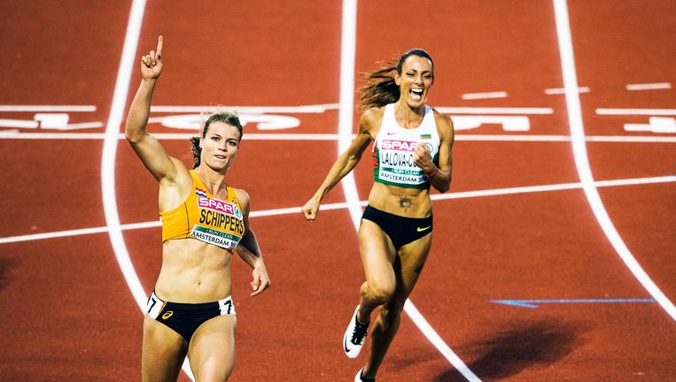 Dafne Schippers wint goud op de 100 meter tijdens het EK atletiek in 2016 in Amsterdam Beeld Jiri Buller