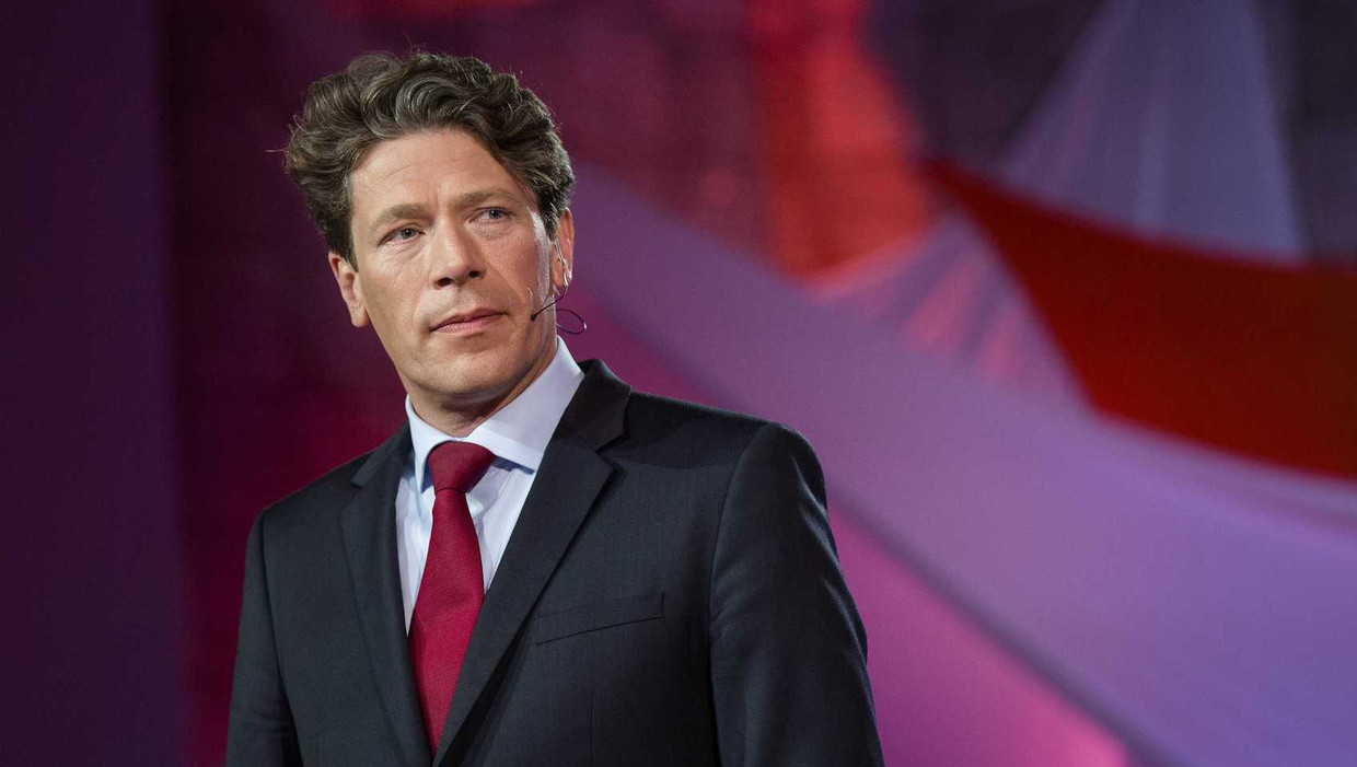 Paul Tang (PvdA) tijdens het EenVandaag Verkiezingsdebat aan de Erasmus Universiteit in Rotterdam Beeld anp