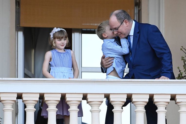 Prins Albert, Jacques en Gabriella van Monaco. Beeld Getty Images