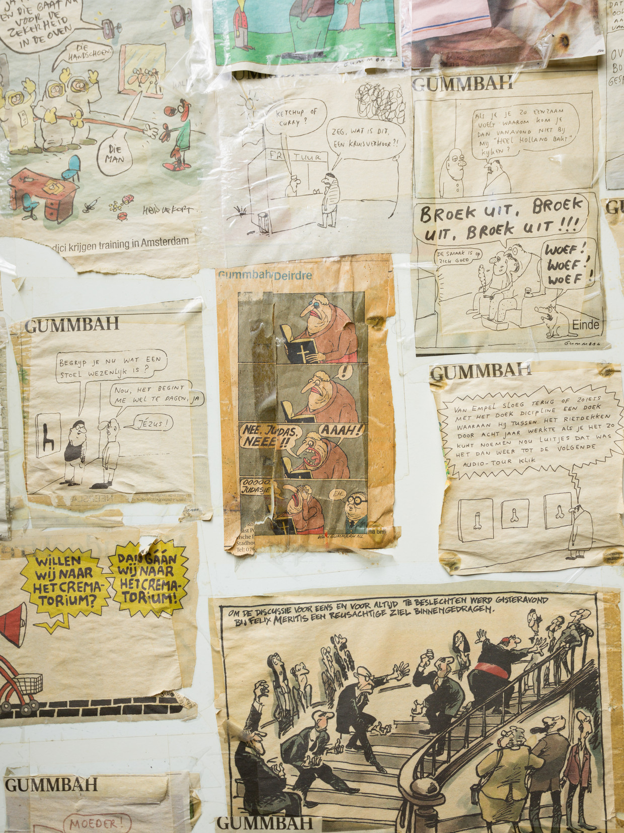 Uitgeknipte Gummbah-cartoons. Beeld Ivo van der Bent